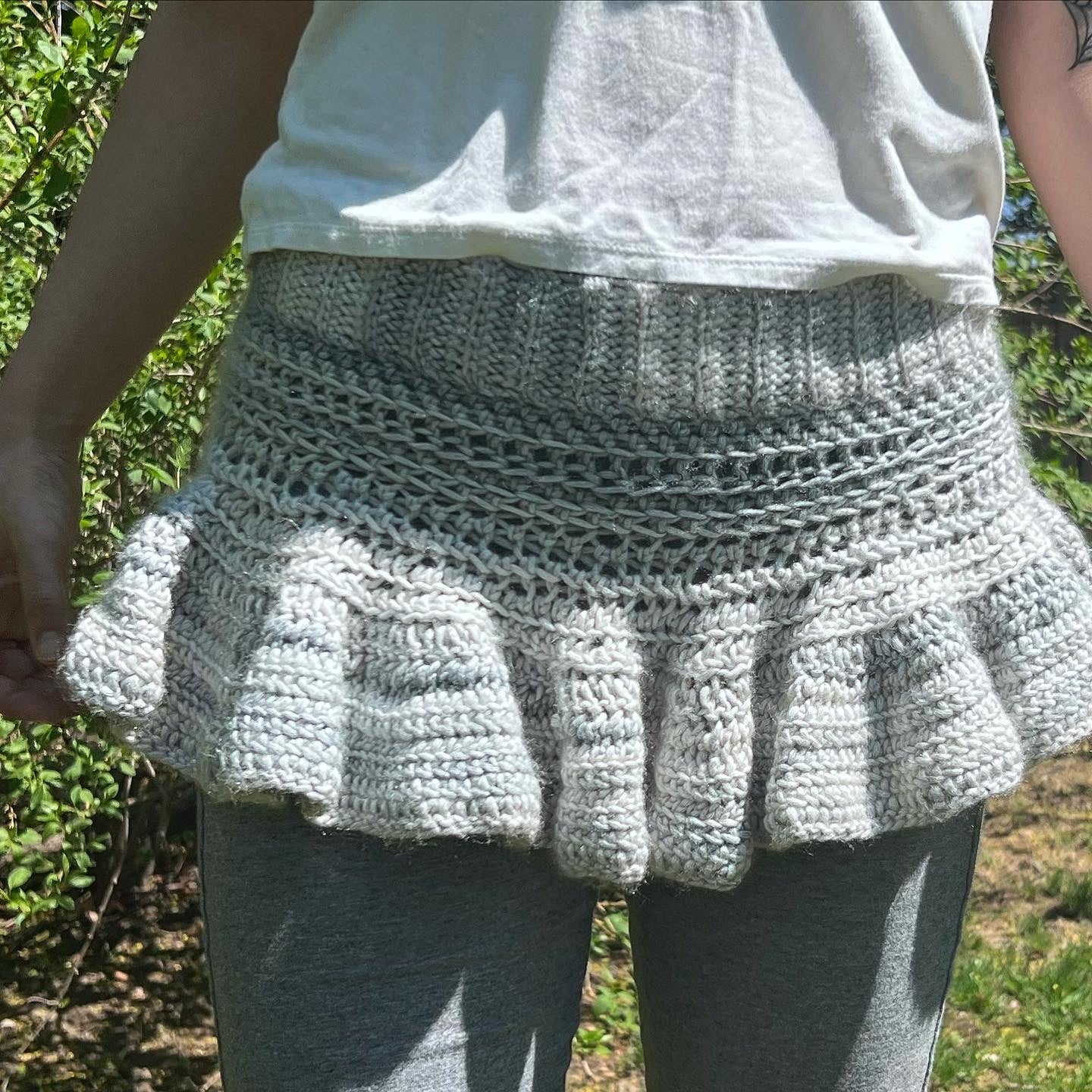 Sky flow micro mini crochet skirt